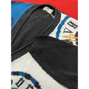 Stefano International Clock Knit Cardigan 1980's Vintage Colorful Rare Size L